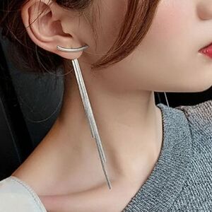 Silver Metal Tassel Earrings